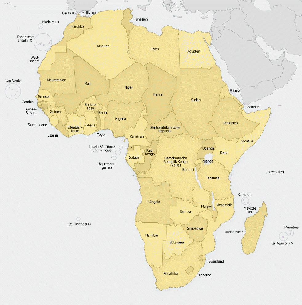 Politische Karte von Afrika wird geladen....