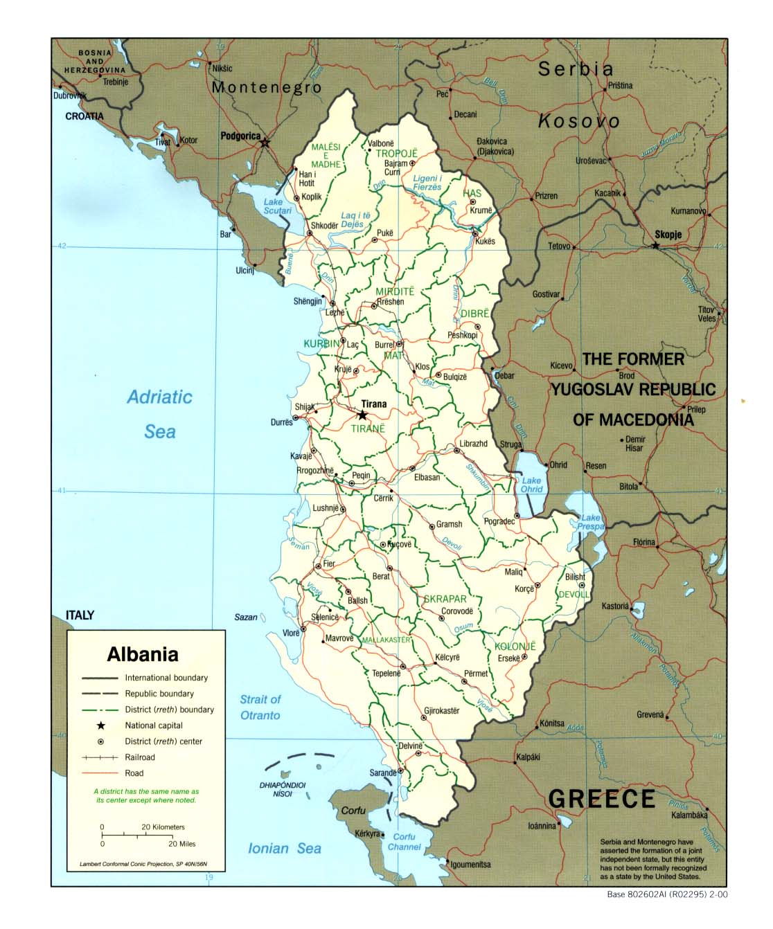 Politische Karte Albanien