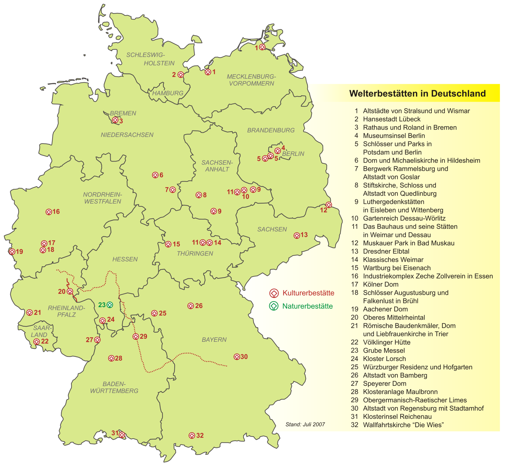 Karte Welterbestaetten