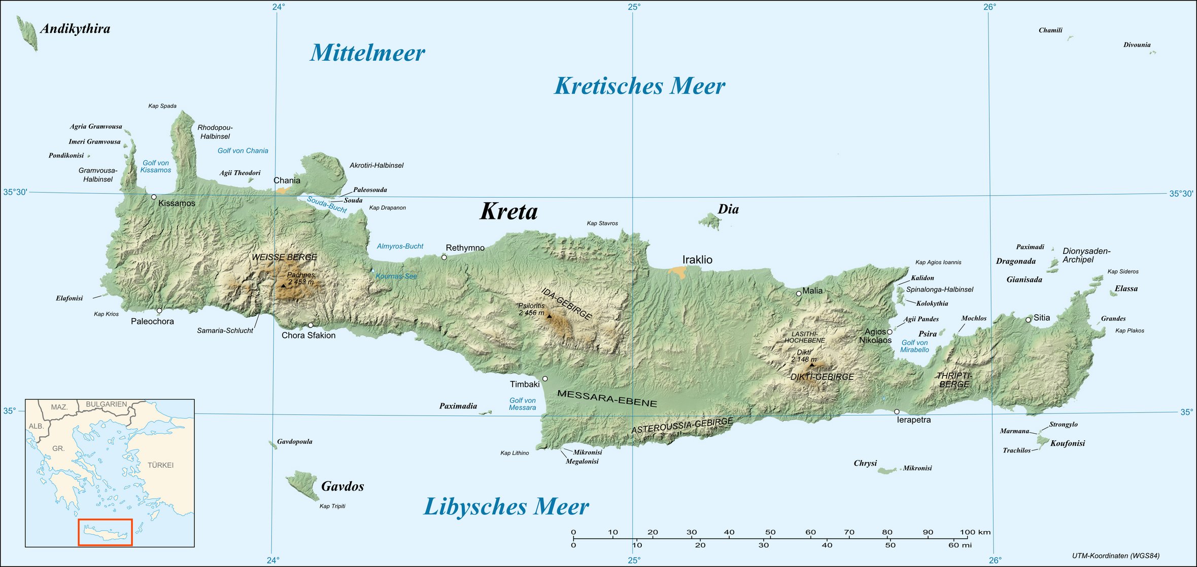 Karte Insel Kreta