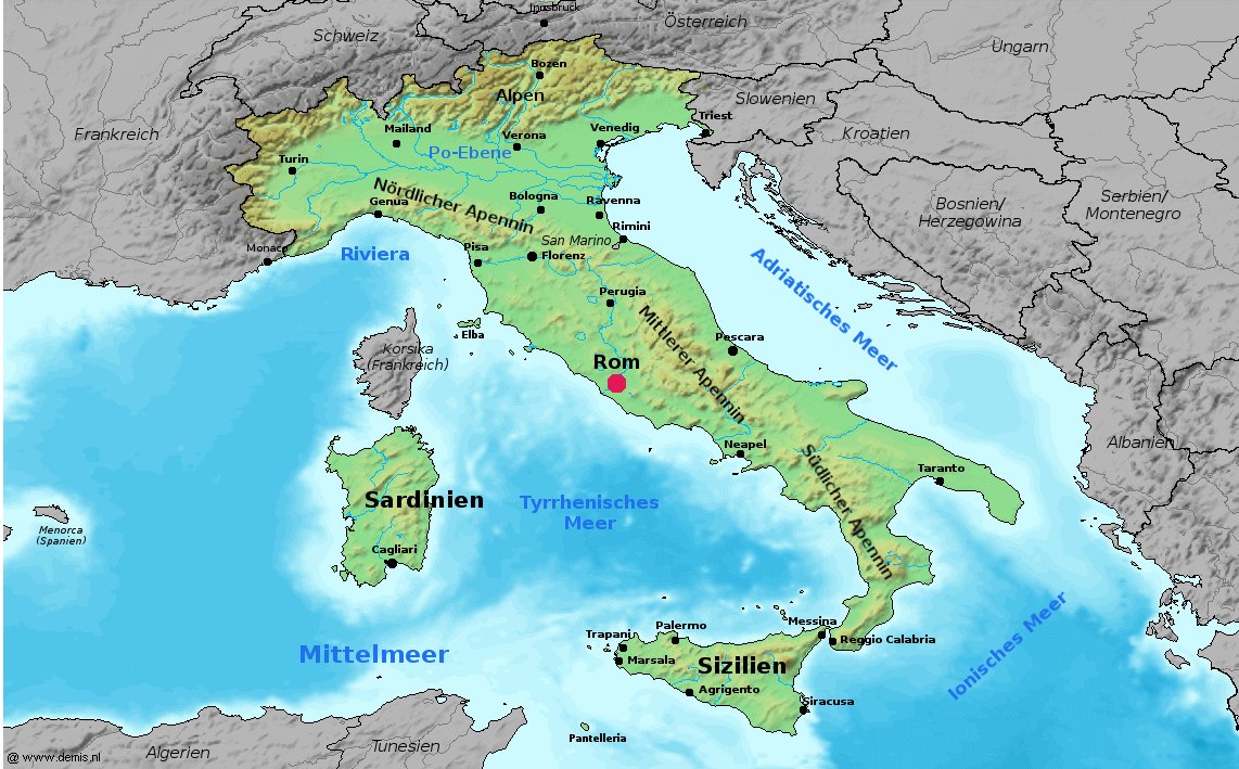 Landkarte von Italien wird geladen..