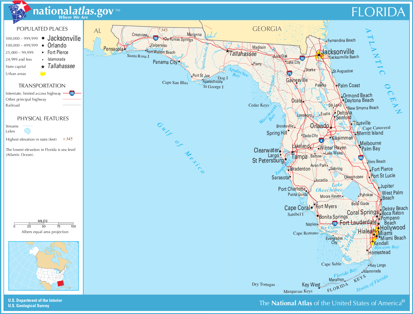 Landkarte Florida