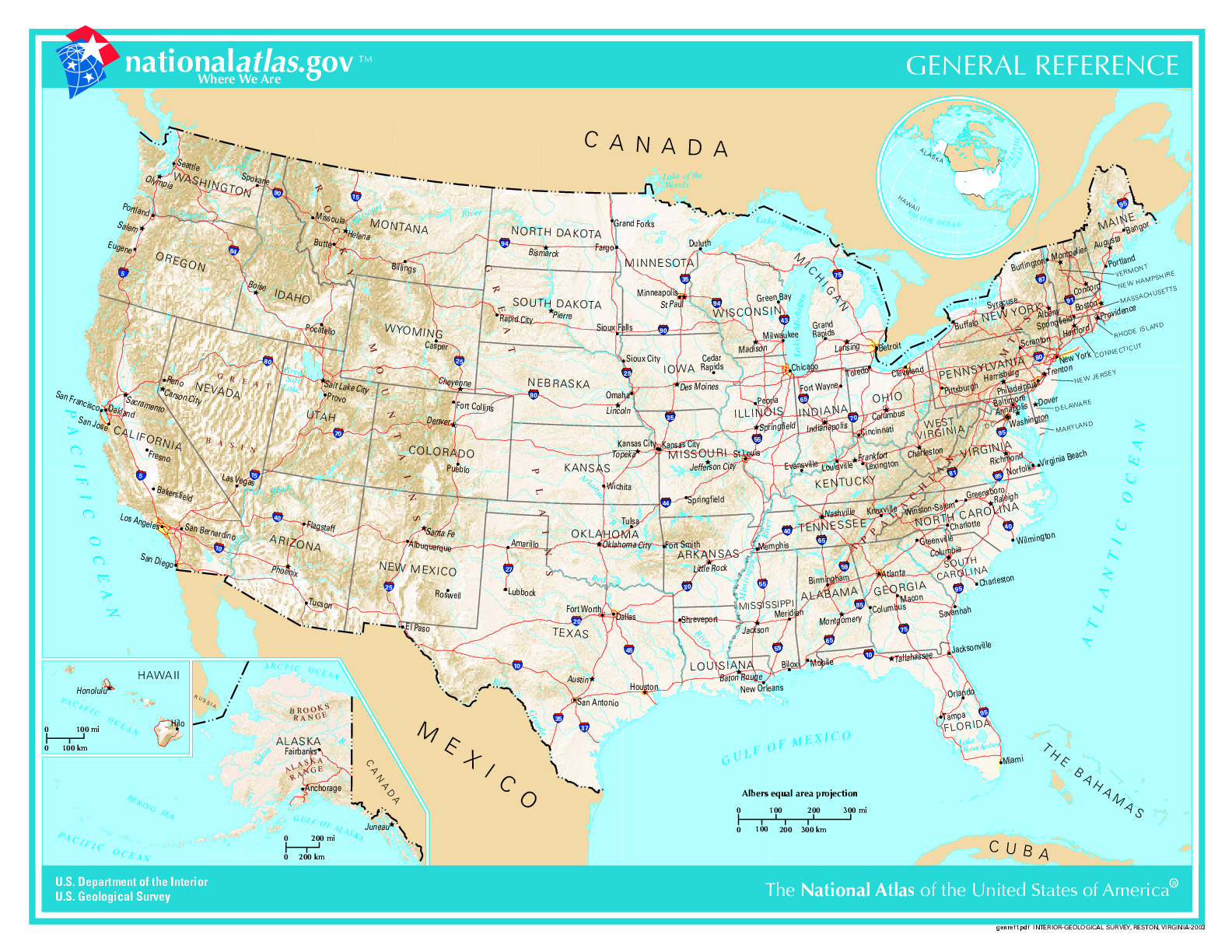 Landkarte USA (Staaten, Städte) : Weltkarte.com - Karten und ...
