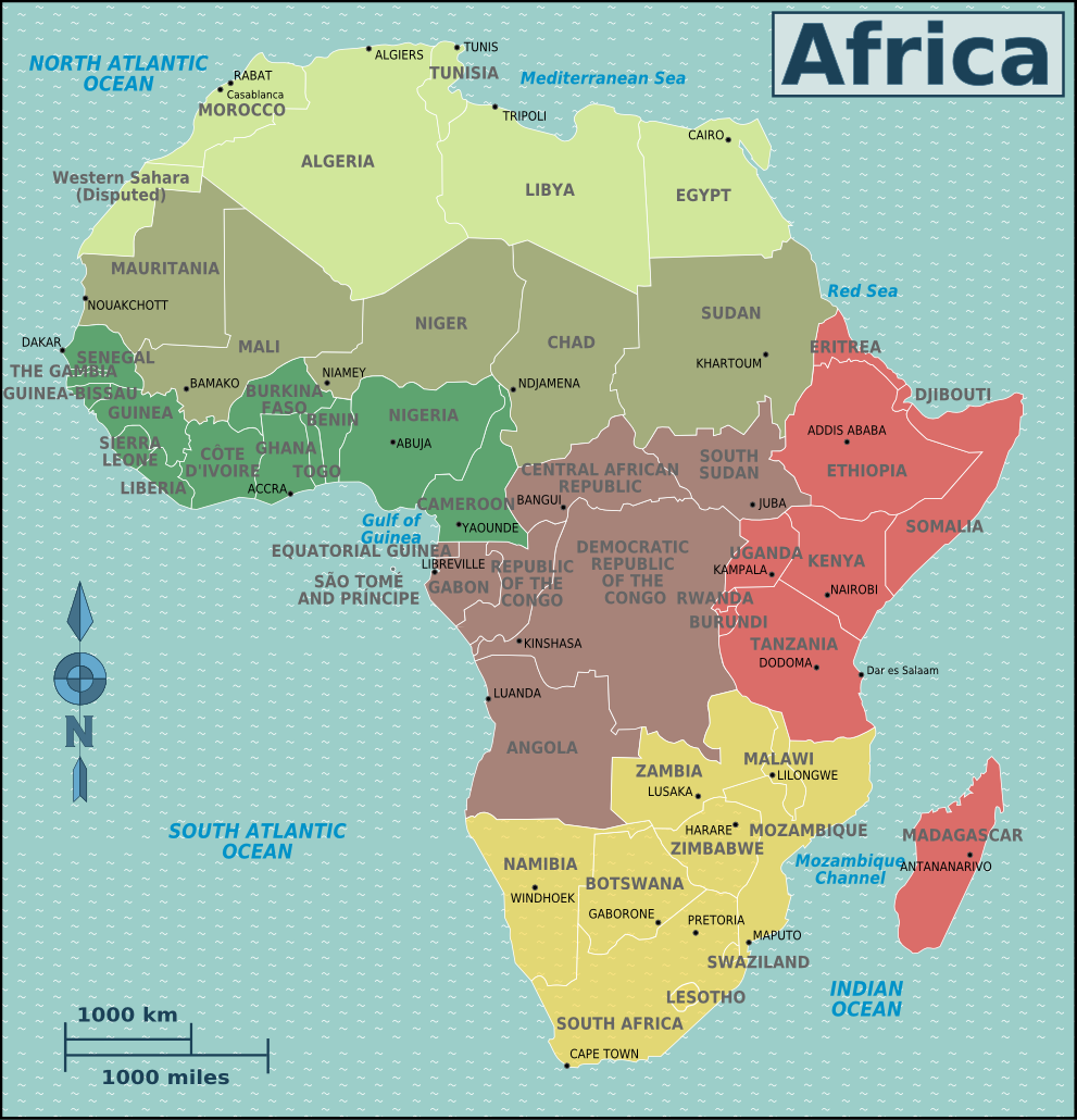 Landkarte Afrika (Politische Karte/Regionen) : Weltkarte.com ...