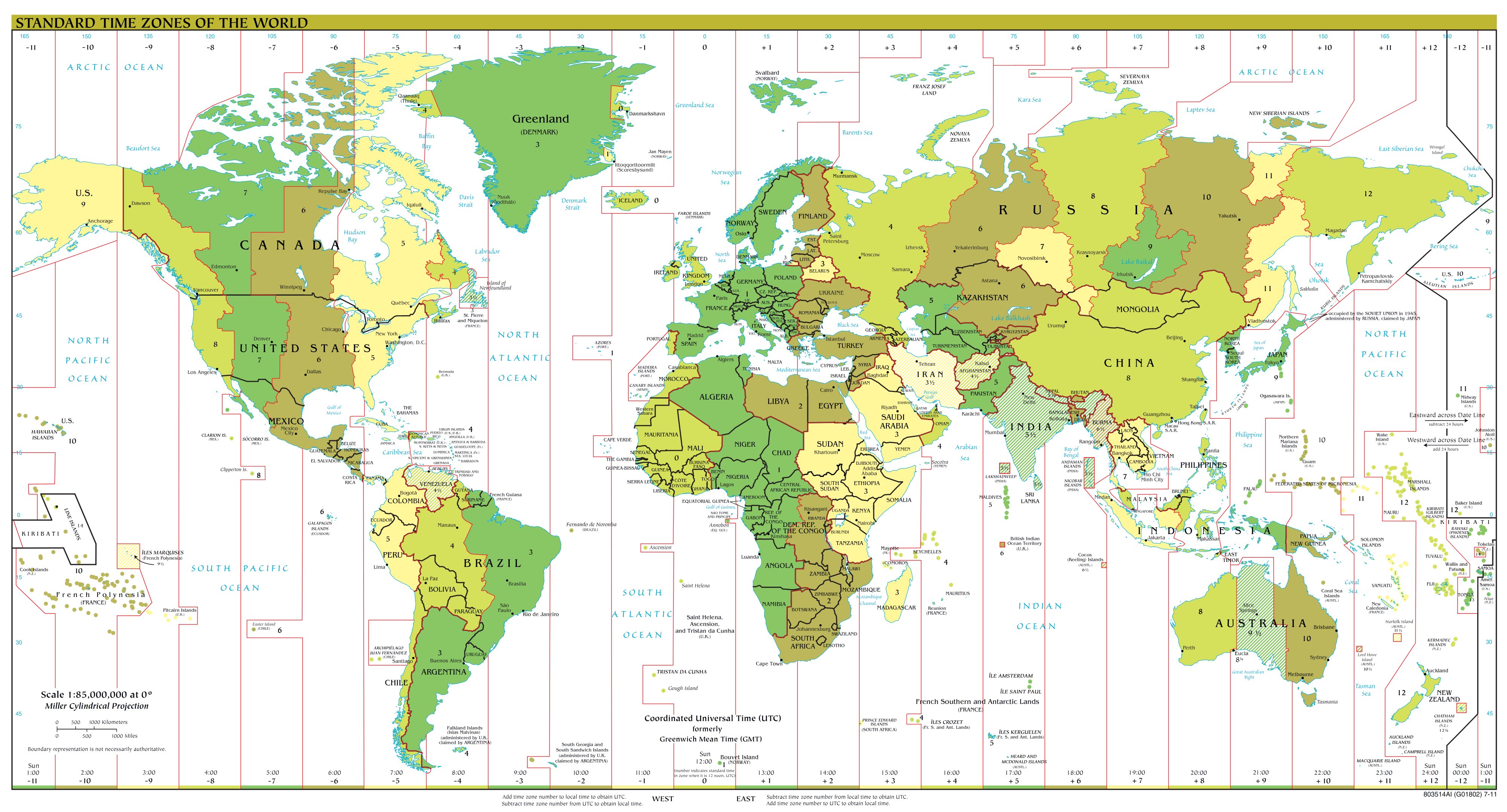 Weltkarte (Zeitzonen) : Weltkarte.com - Karten und Stadtpläne der Welt