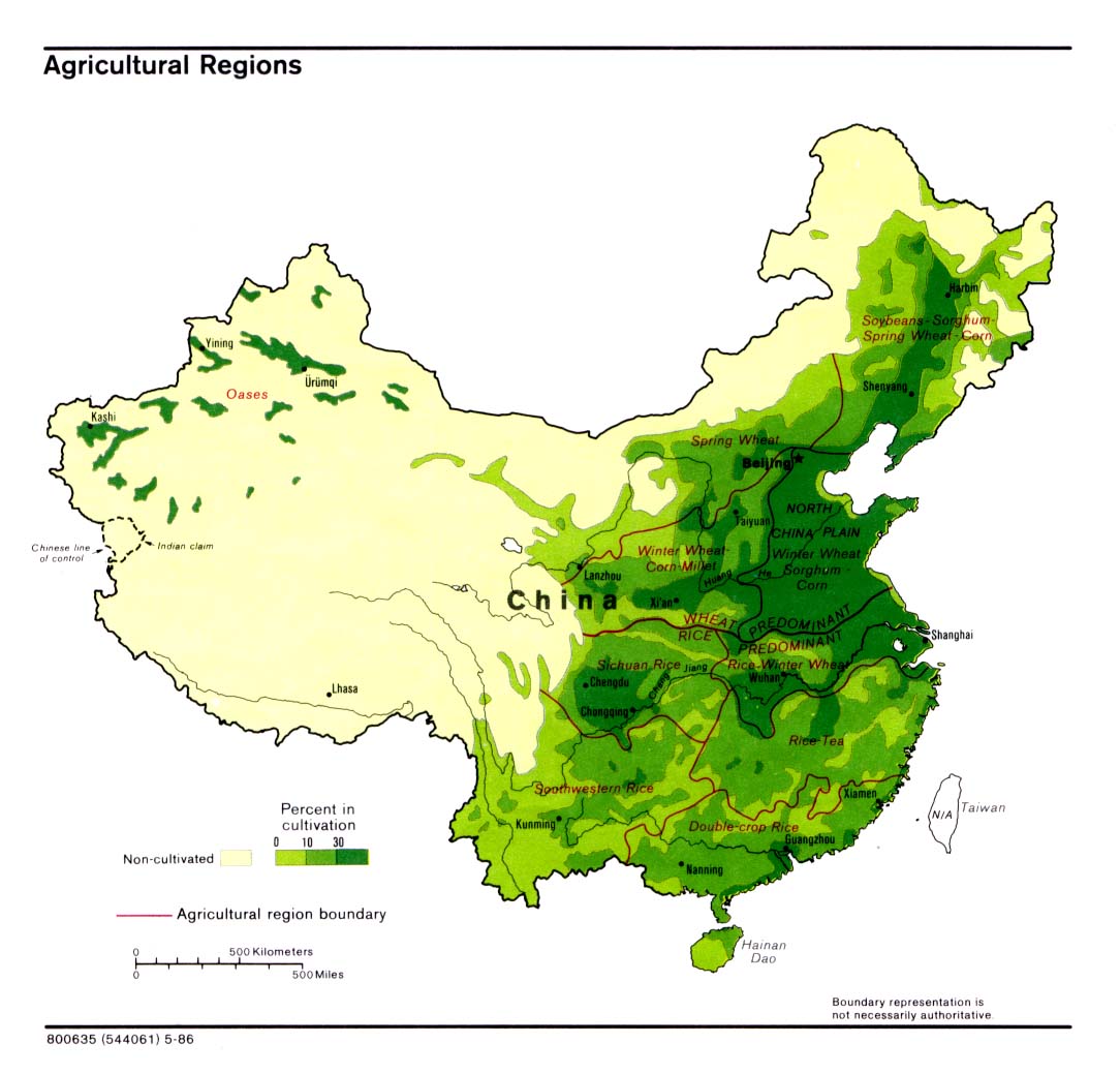 Karte Landwirtschaft China
