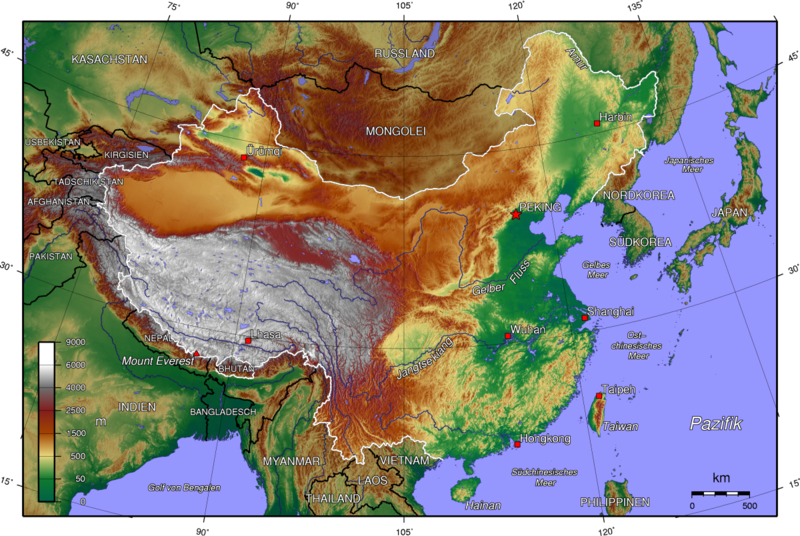 Karte Topographie China