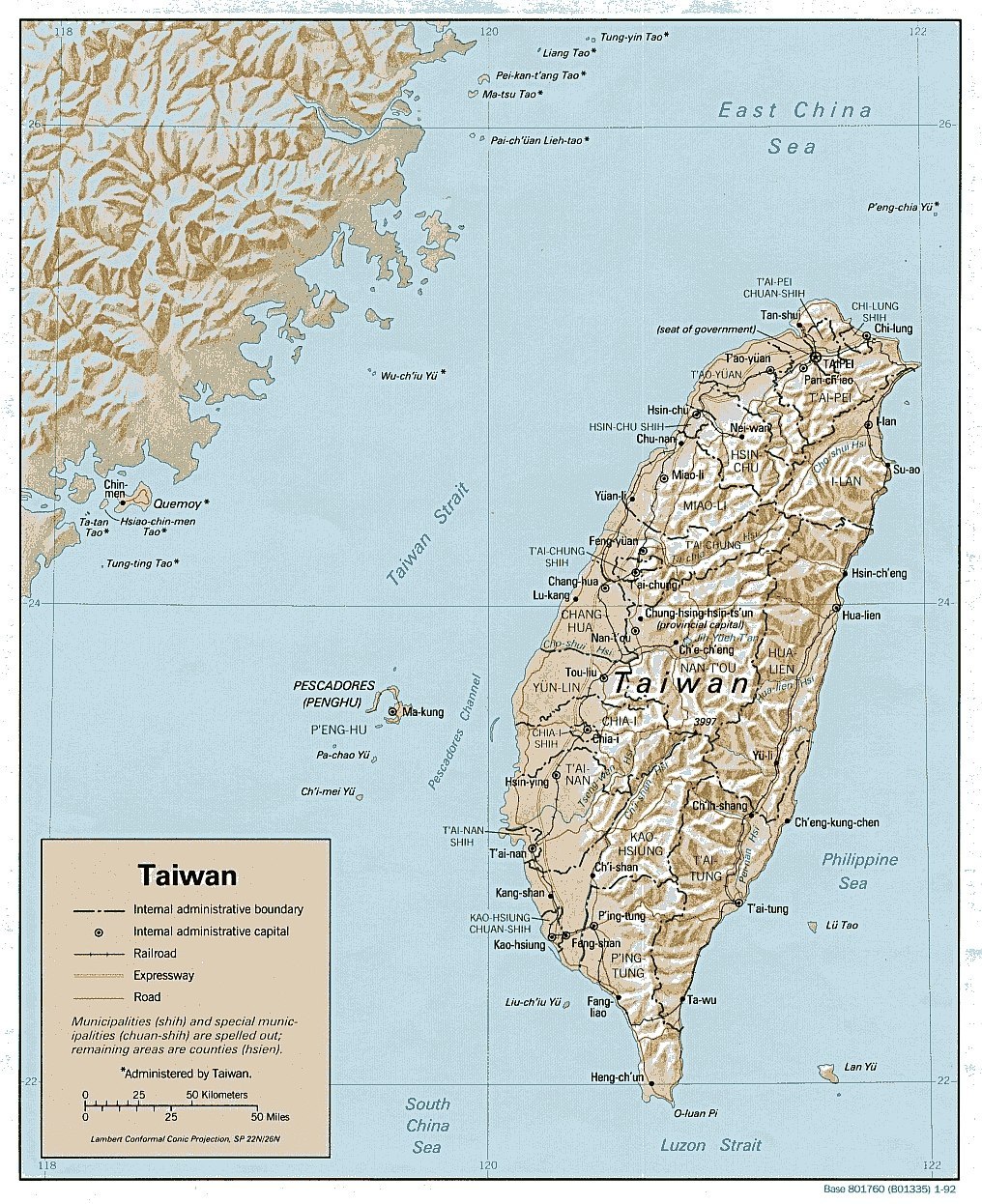 Reliefkarte Taiwan