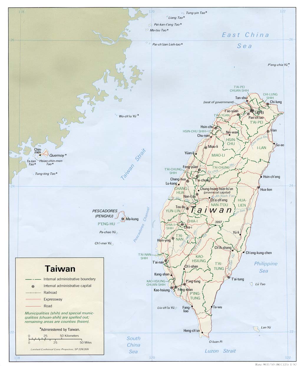 Politische Karte Taiwan