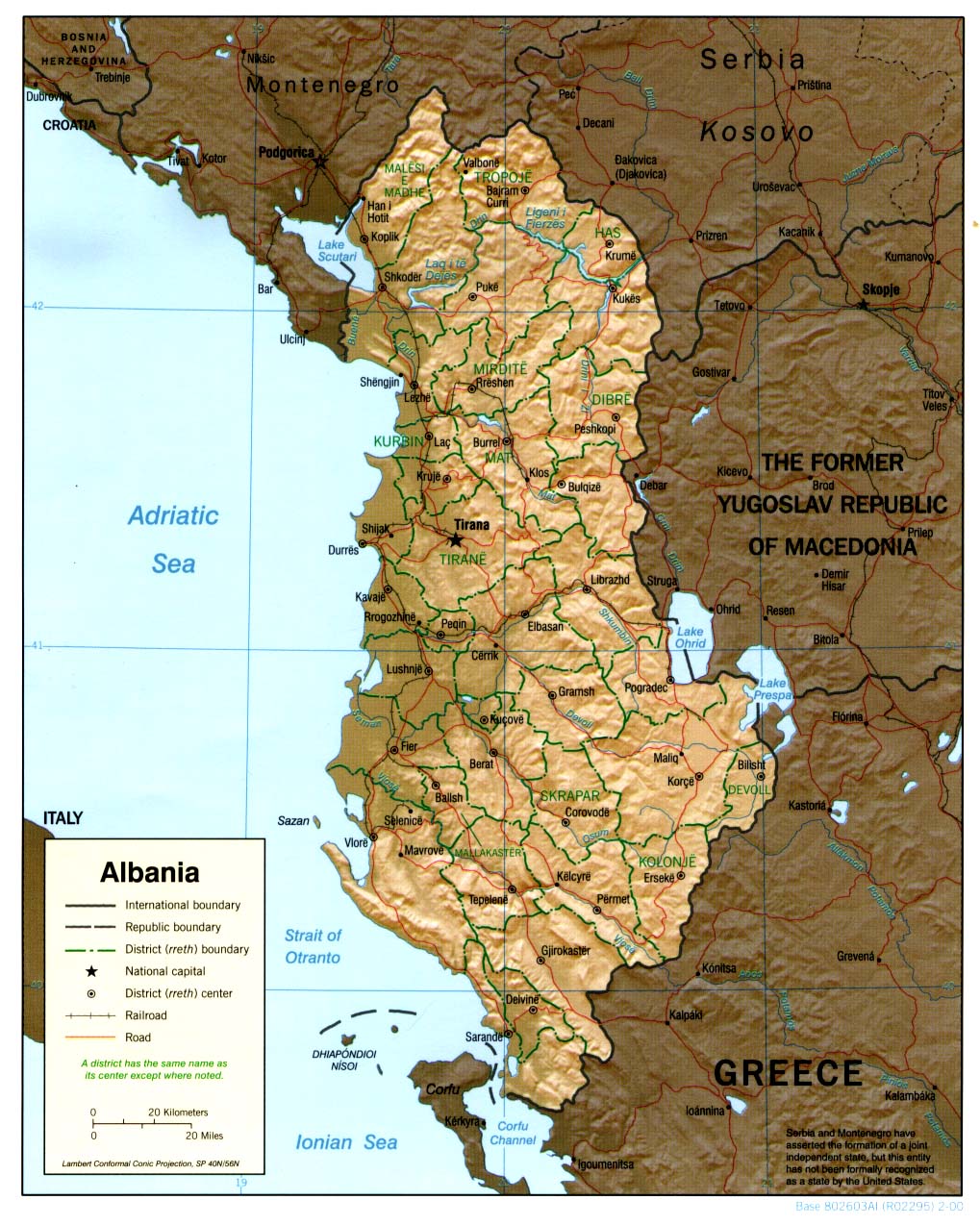 Reliefkarte Albanien