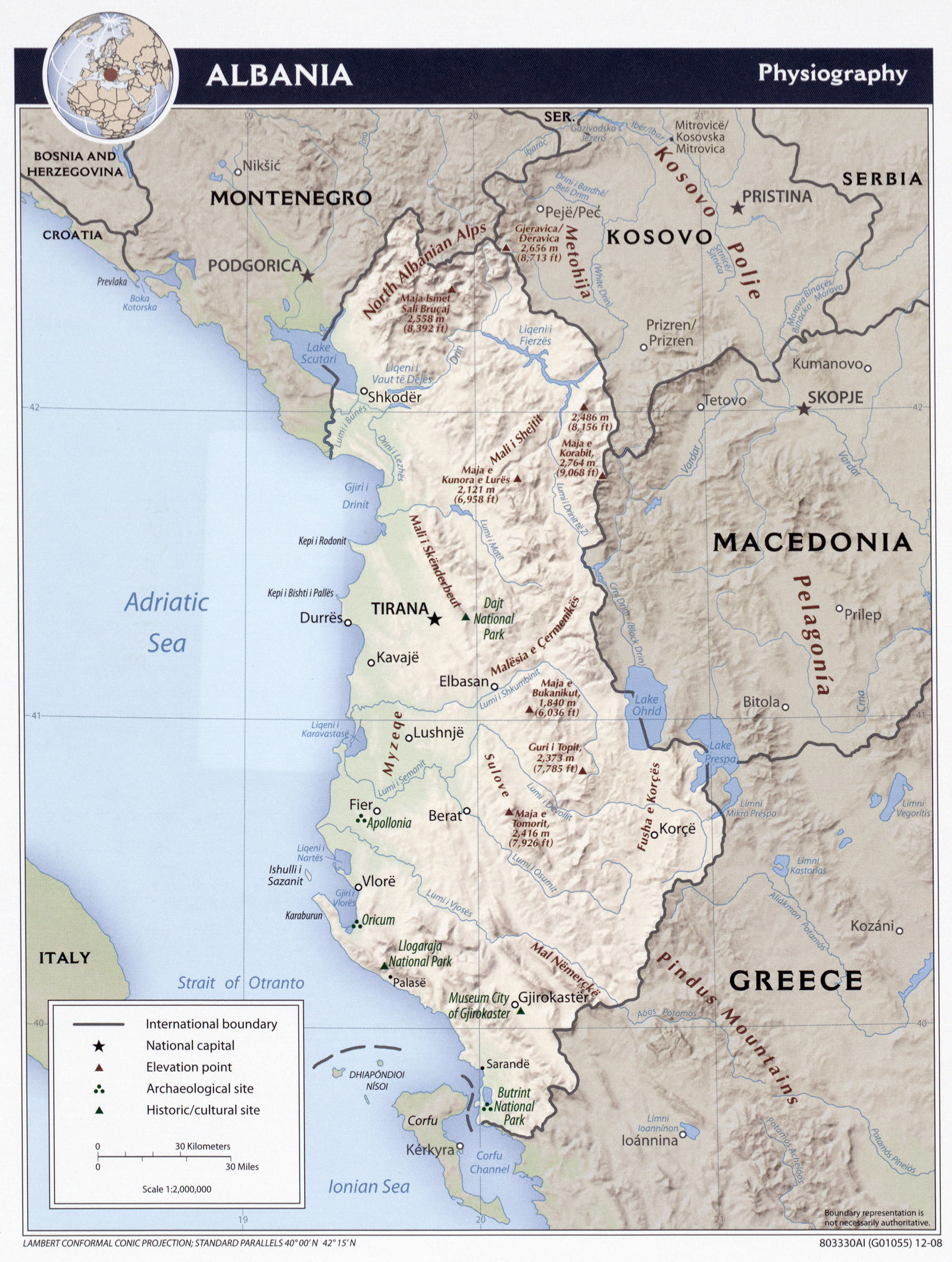 Reliefkarte Albanien