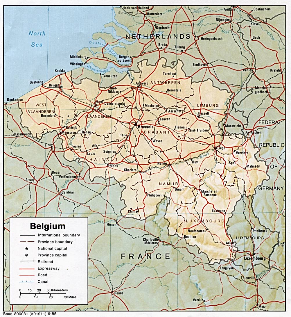 Landkarte Belgien