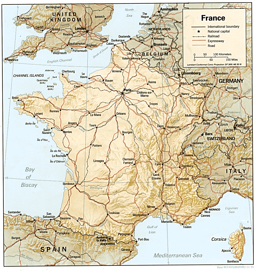 Landkarte Frankreich