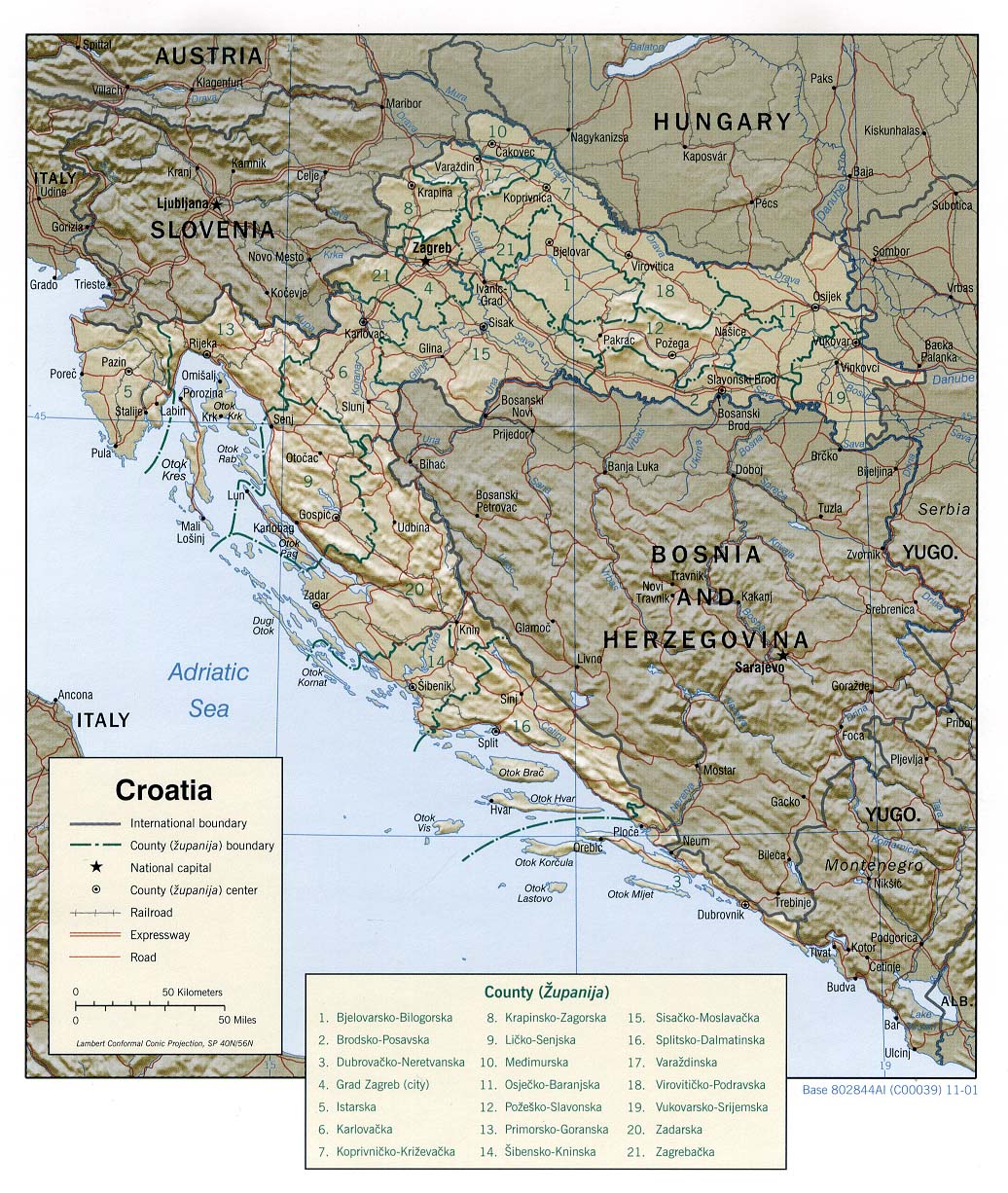 Landkarte Kroatien