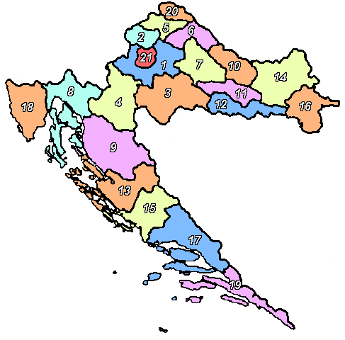 Karte Verwaltungsbezirke Kroatien