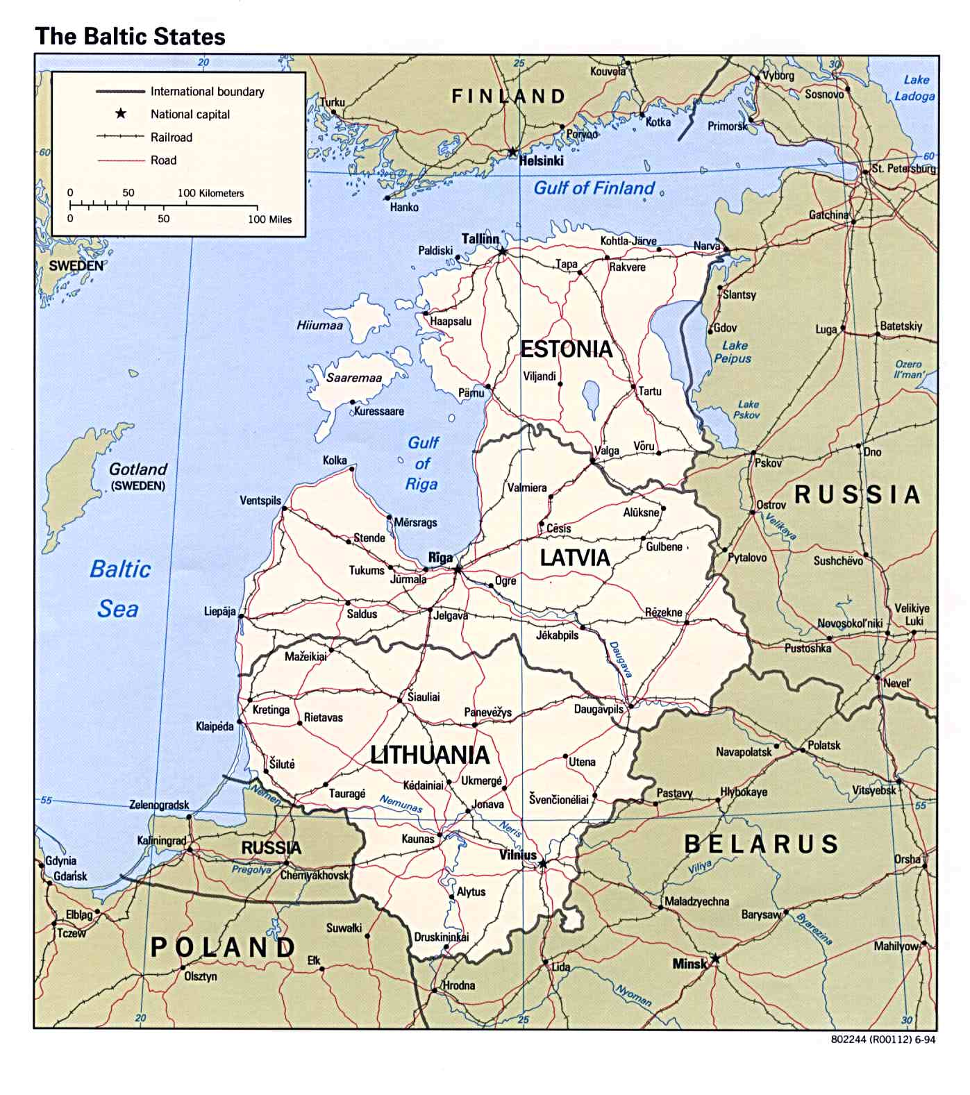 Landkarte Baltische Staaten