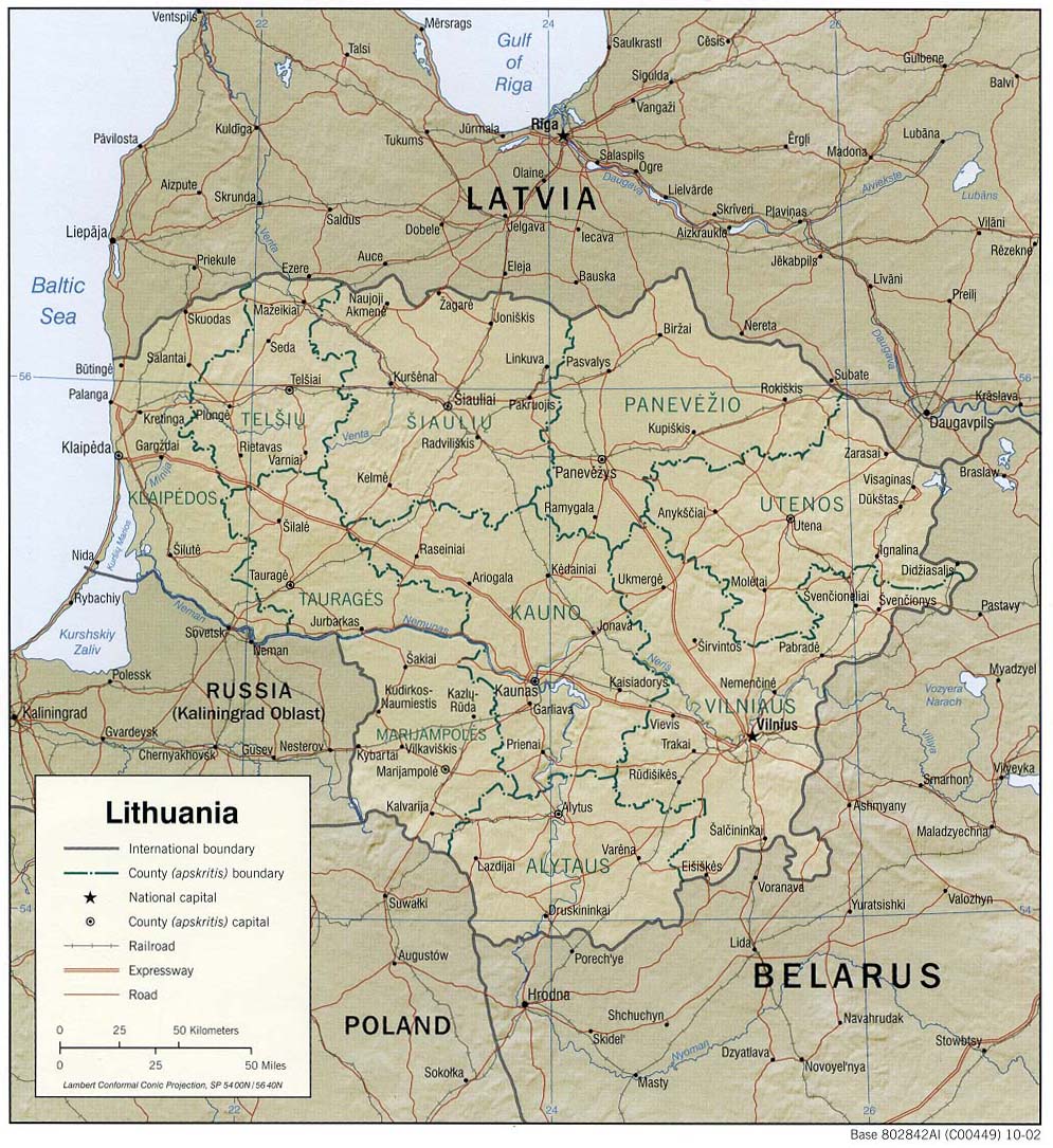 Reliefkarte Litauen