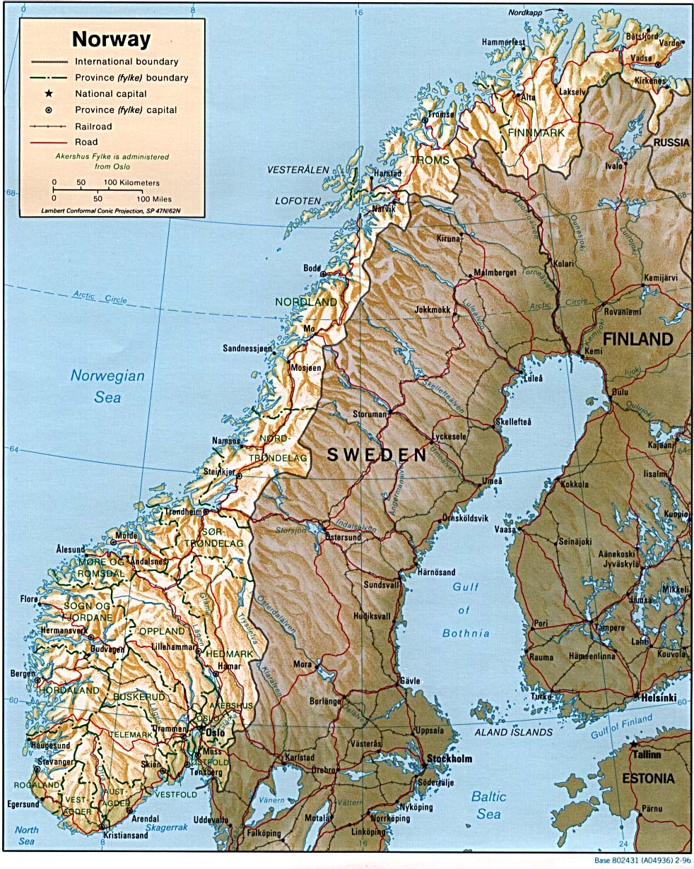 Reliefkarte Norwegen