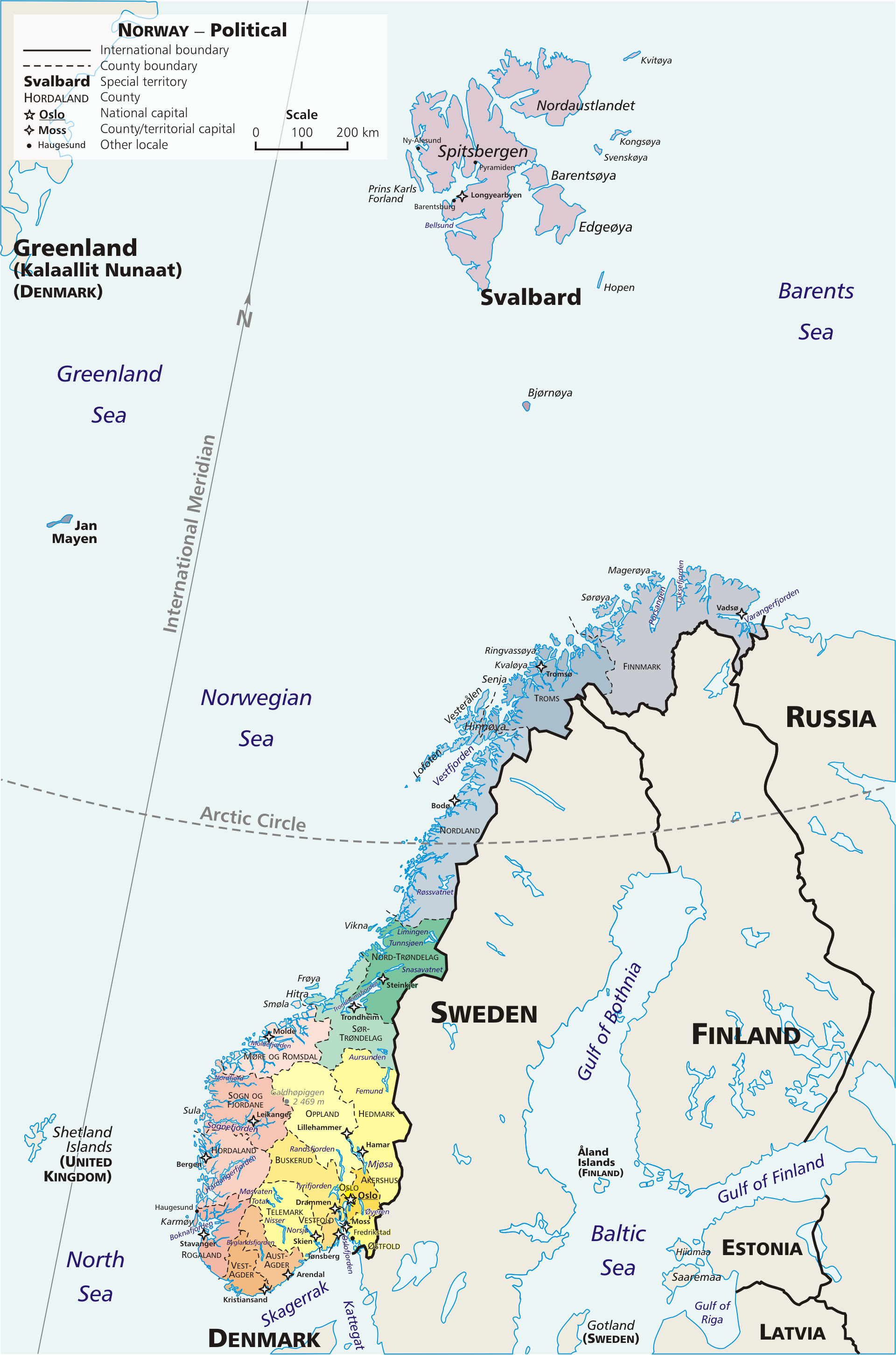 Karte Verwaltungsbezirke Norwegen
