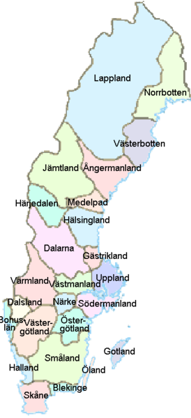 Karte Provinzen Schweden