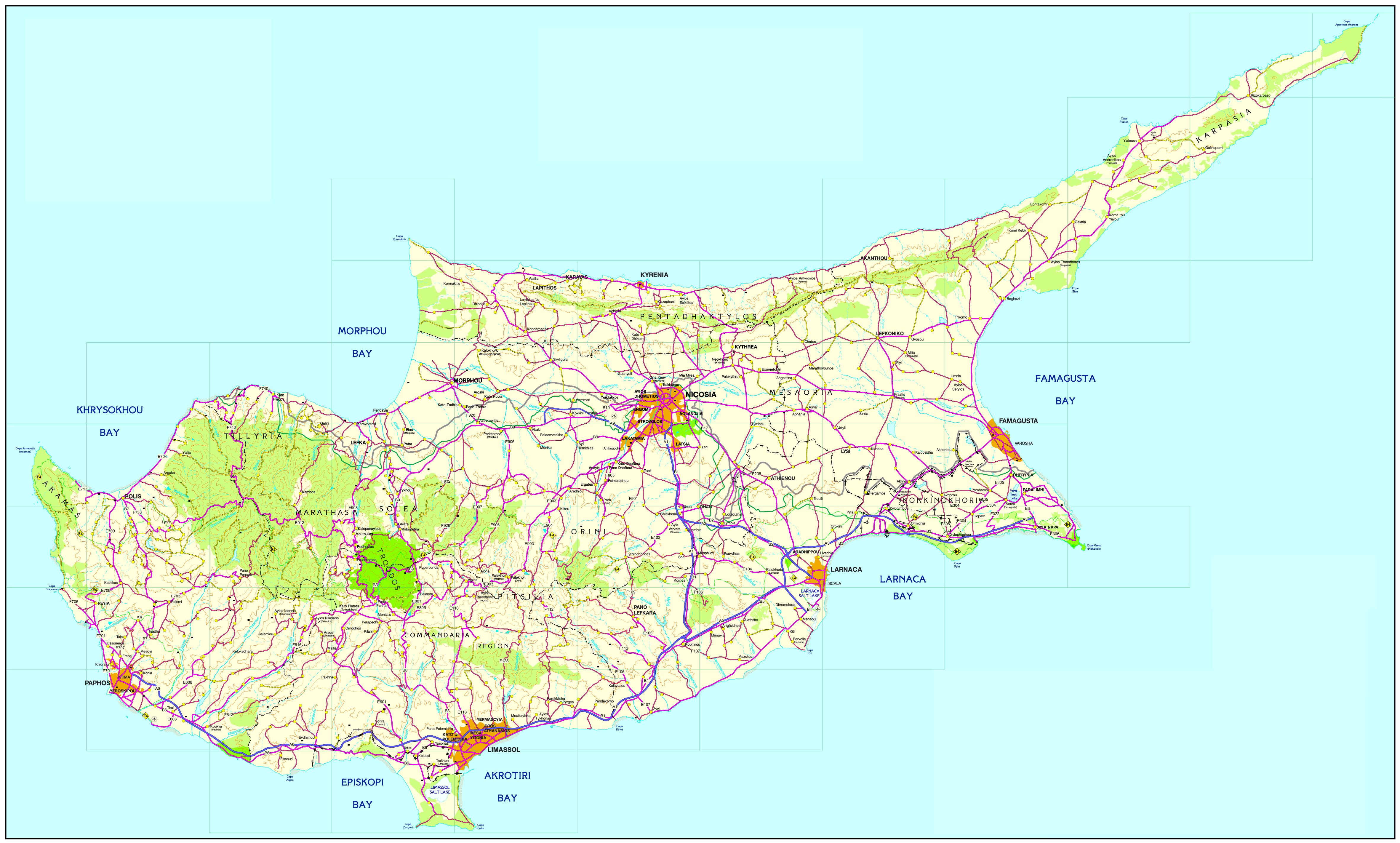 Strassenkarte Zypern