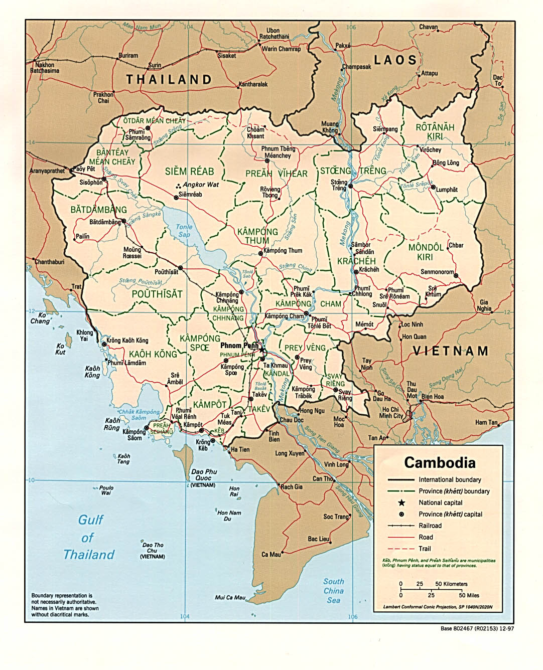 Landkarte Kambodscha (Poltitische Karte) : Weltkarte.com - Karten und