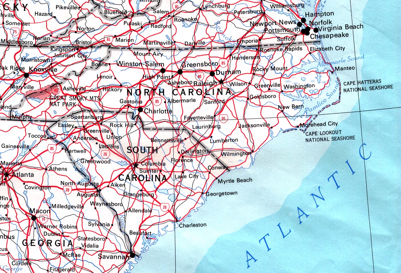 Landkarte North Carolina Strassenkarte Karten Und