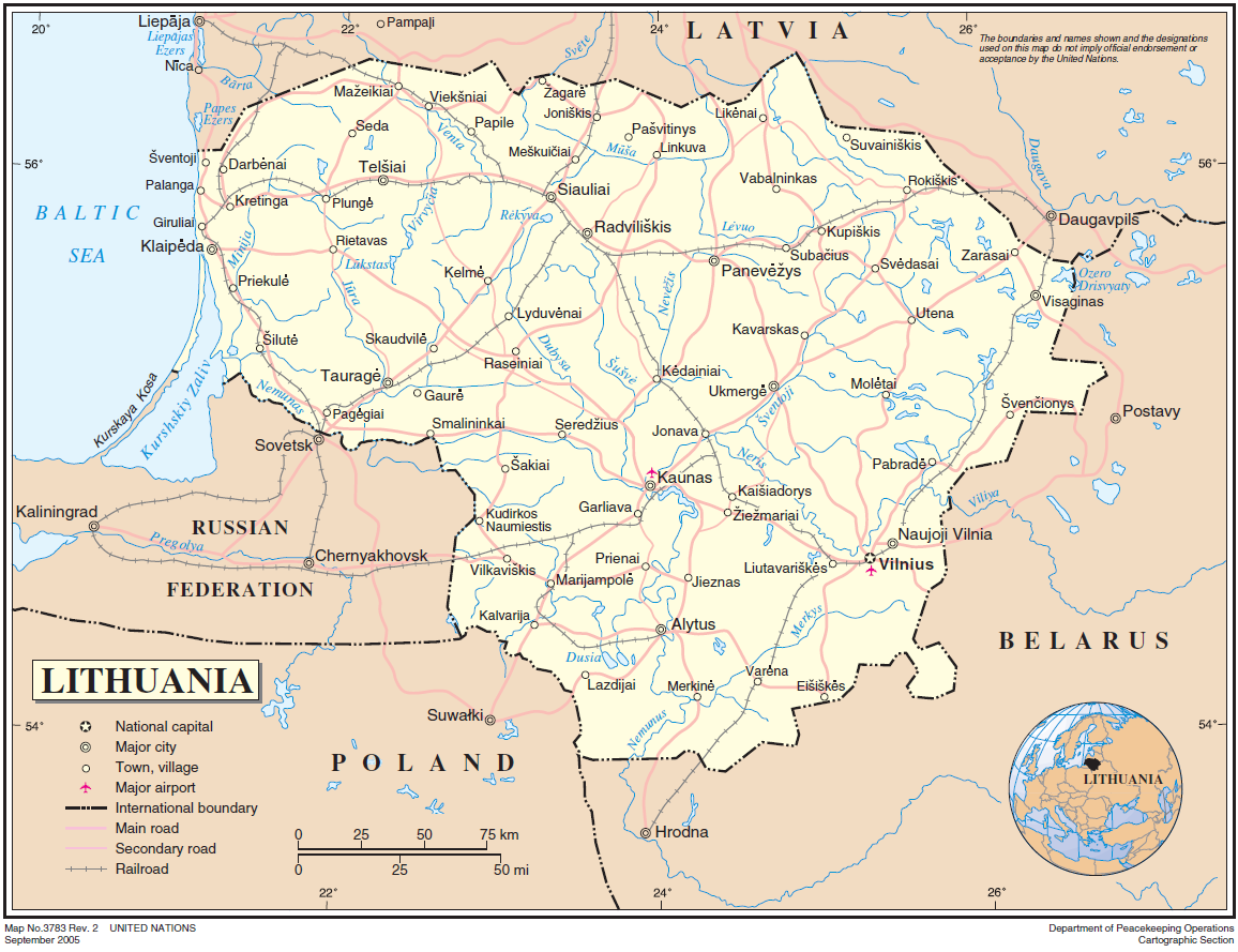 Landkarte Litauen (Übersichtskarte) : Weltkarte.com - Karten und