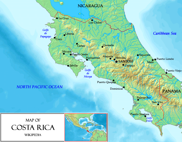 Karte Costa Rica