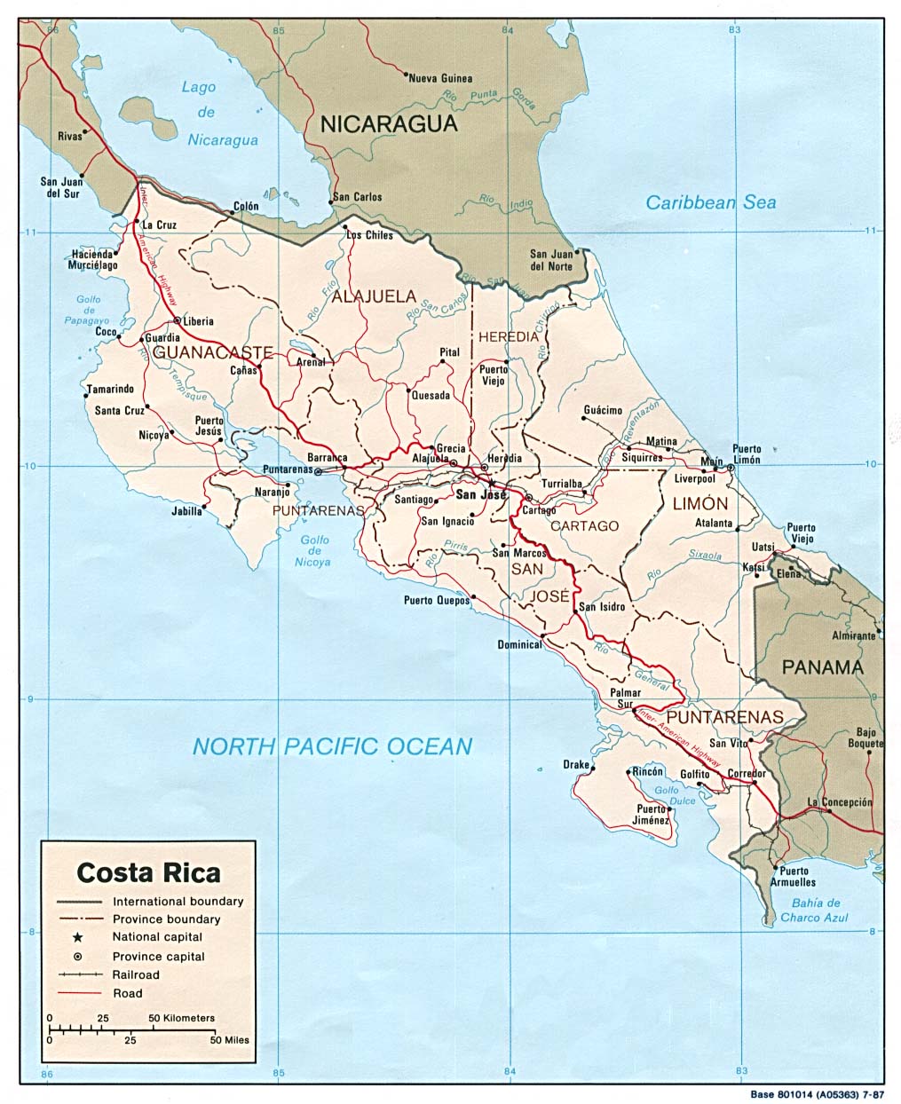 Karte Costa Rica