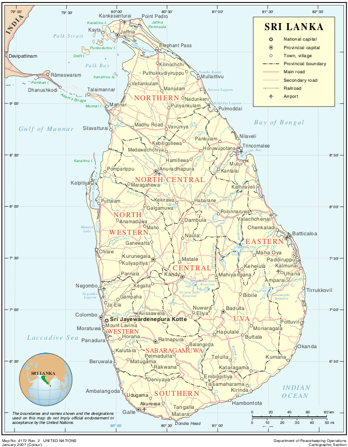 Landkarte Sri Lanka (Politische Karte) : Weltkarte.com - Karten und