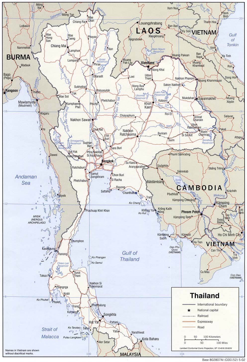 Politische Landkarte Thailand