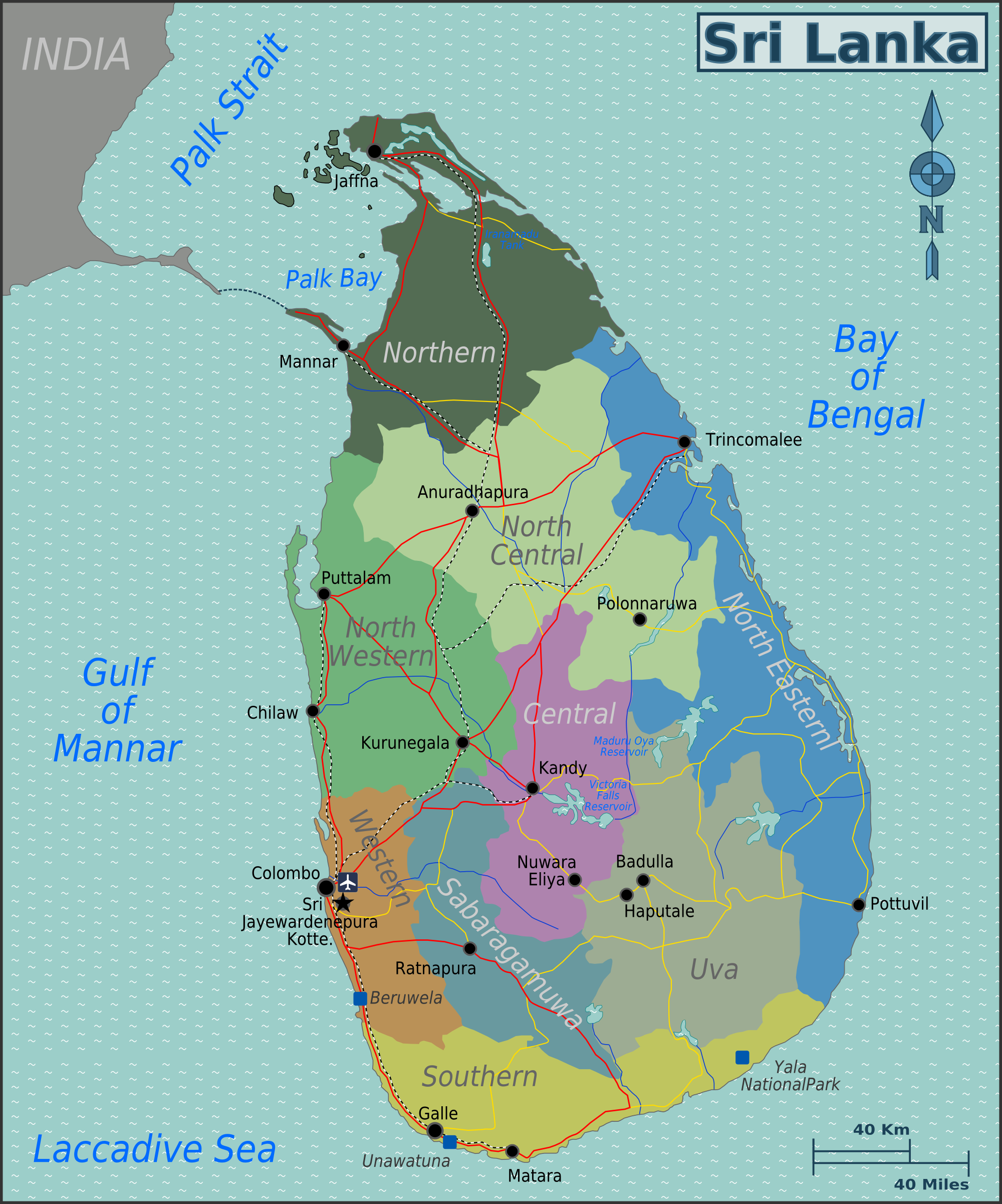 Lankdarte Sri Lanka (Übersichtskarte/Regionen) : Weltkarte.com - Karten