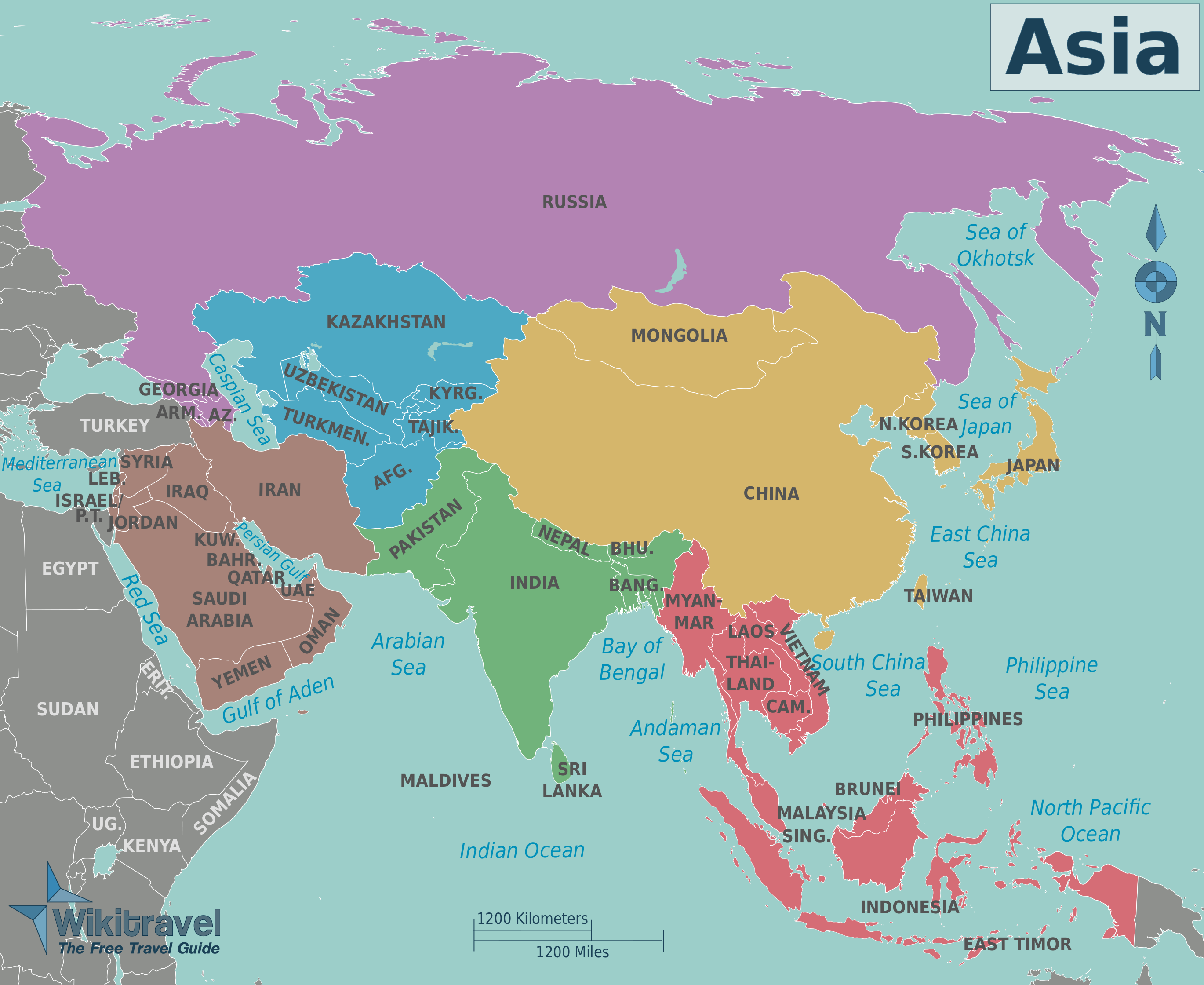 Karte Asien (Politische Karte) : Weltkarte.com - Karten und Stadtpläne