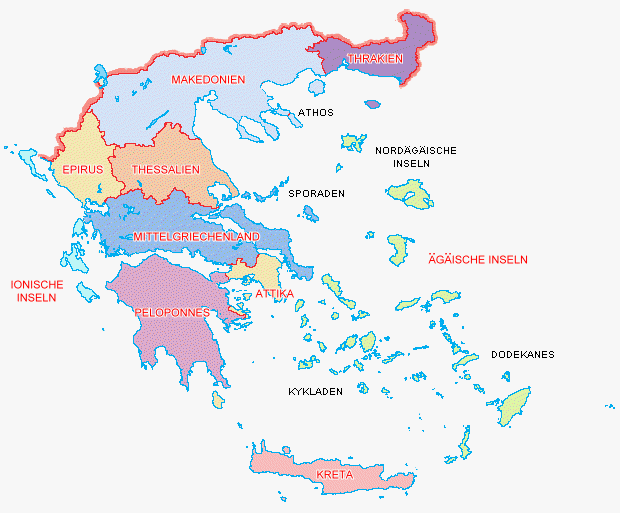 Landkarte Griechenland Regionen