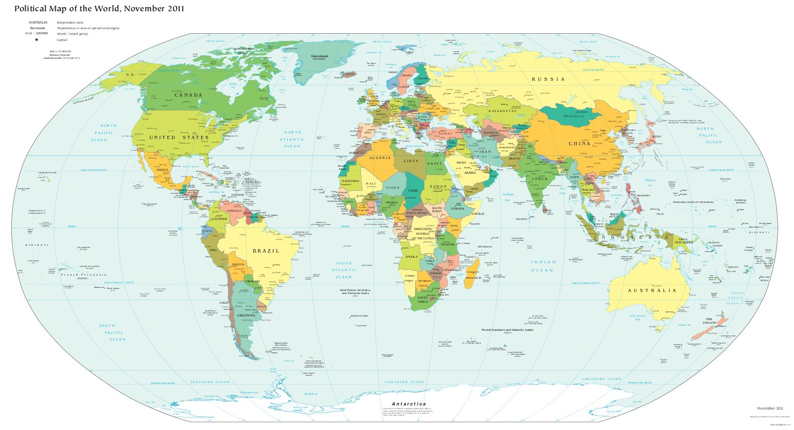 Farbige politische Weltkarte